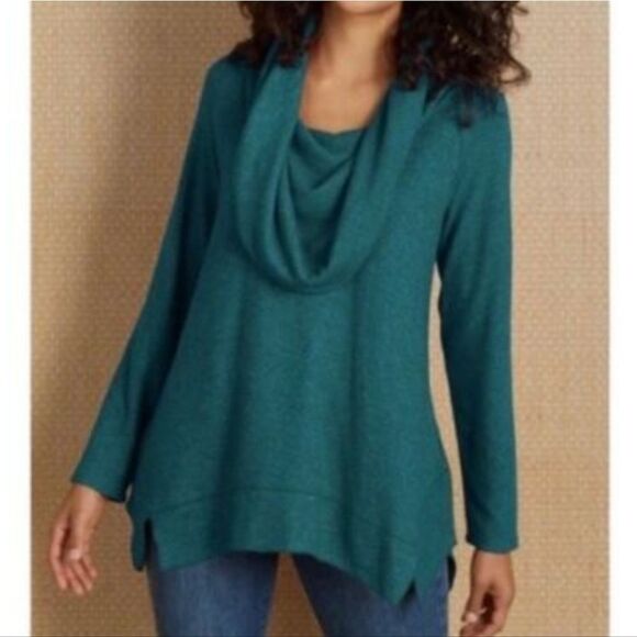 Soft surroundings -481 Ava cowl neck‎ sweater top black XS - Picture 2 of 6